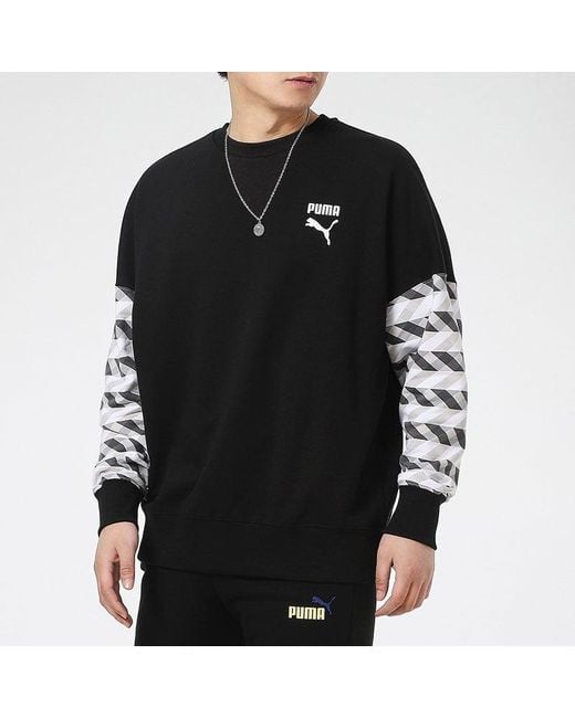 PUMA Black Kontrast Crew Neck Sweater for men