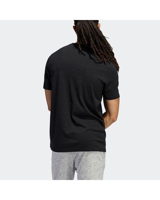 Adidas Black Alphabet Logo Round Neck Short Sleeve T-Shirt for men