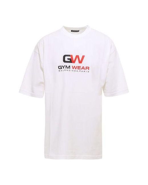 Balenciaga White Gym Wear Loose Short Sleeve for men