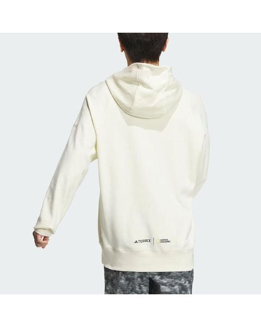 Adidas White X National Geographic Dwr Graphic Hoodie Asia Sizing for men