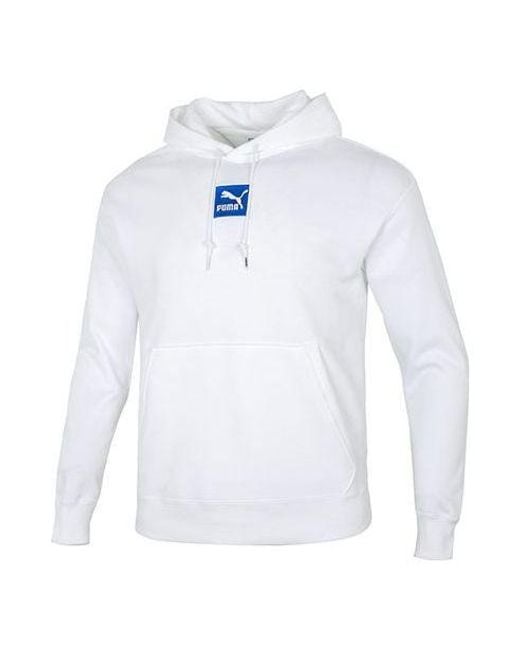 PUMA White Emb Logo Hoodie for men