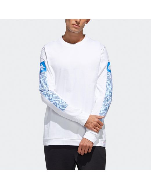 Adidas White X Takahashi Riko Crossover Ls Tee M Hiroko Geometry Printing Loose Sports Long Sleeves for men