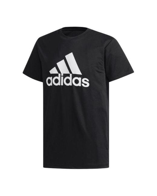 Adidas Black Large Logo Printing Round Neck Pullover Short Sleeve T-Shirt for men