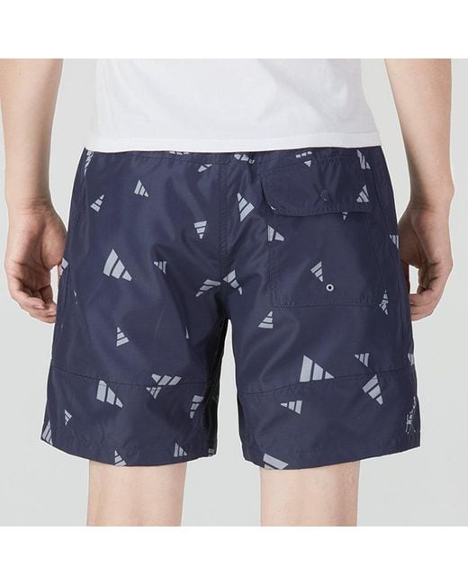 Adidas Blue Prsve Board S Logo Full Print Athleisure Casual Sports Woven Shorts for men