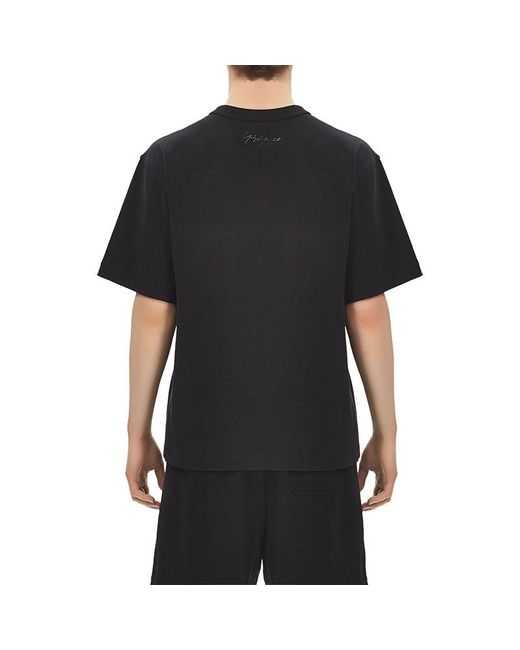 Adidas Black Y-3 Alphabet Logo Casual Short Sleeve T-Shirt for men