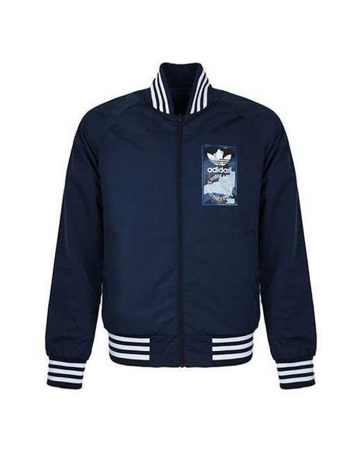 Adidas Blue Originals Rev Jacket Logo Printing Sports for men