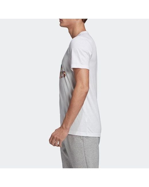 Adidas White Pattern Logo Short Sleeve for men