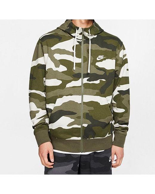 Nike Green Camouflage Street Style Long Sleeves Hoodies for men