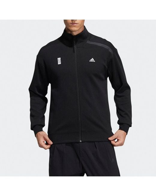 Adidas Blue Wj Tt Swt Casual Sports Stand Collar Jacket for men