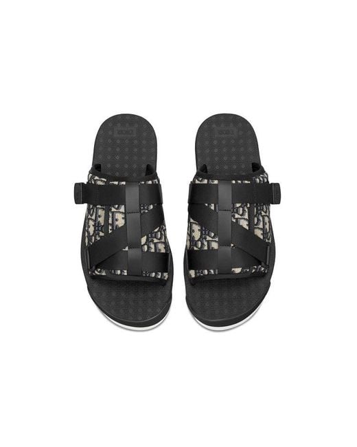Dior Black Alpha Oblique Slippers for men