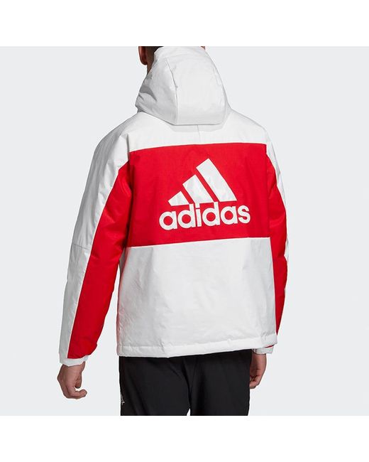 Adidas Red Sports Hooded Down Jacket for men