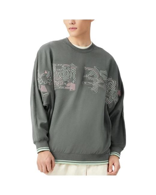 Li-ning Gray Stylish Loose Round Neck Pullover for men