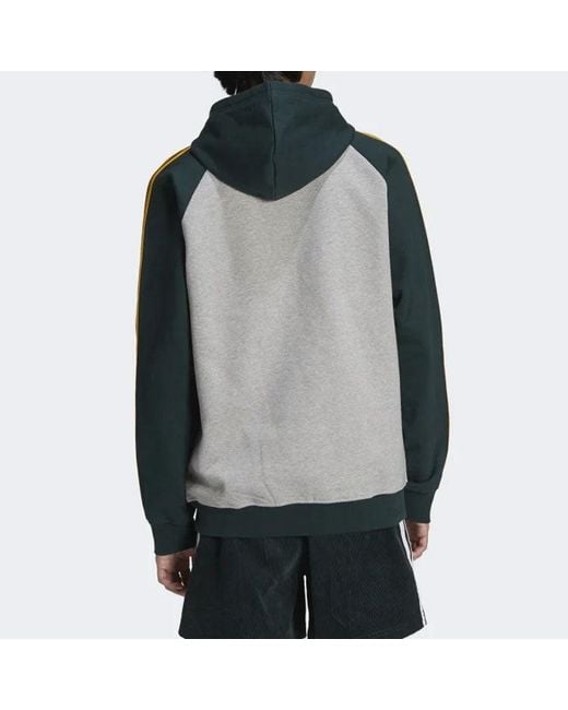 Adidas Gray Originals X Noah Crossover 3-Stripes Logo Printing Colorblock Pullover for men