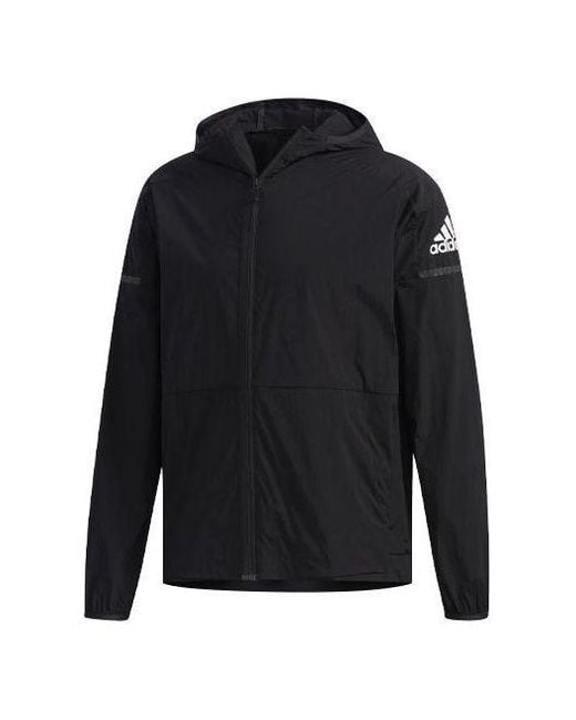 Adidas Blue Wb Light Woven Windproof Hooded Logo Jacket for men