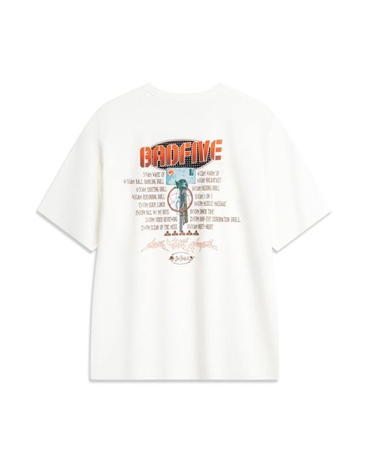 Li-ning White Badfive Hoops Graphic T-Shirt for men