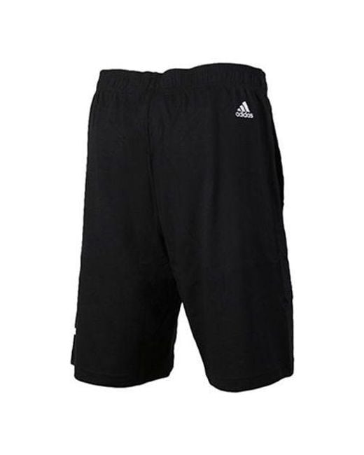 Adidas Black Ess Lin Shor Sj Sports Knit Shorts for men