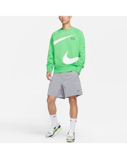 Nike Green Swoosh Ft Crew Large Logo Printing Knit Round Neck Pullover for men