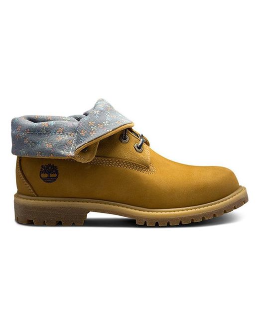 Timberland Brown Authentic Waterproof Roll-top Floral Print Boots