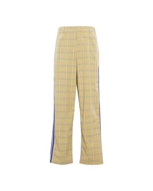 Adidas Yellow Originals Mw Tp Contrasting Colors Plaid Straight Loose Sports Pants for men