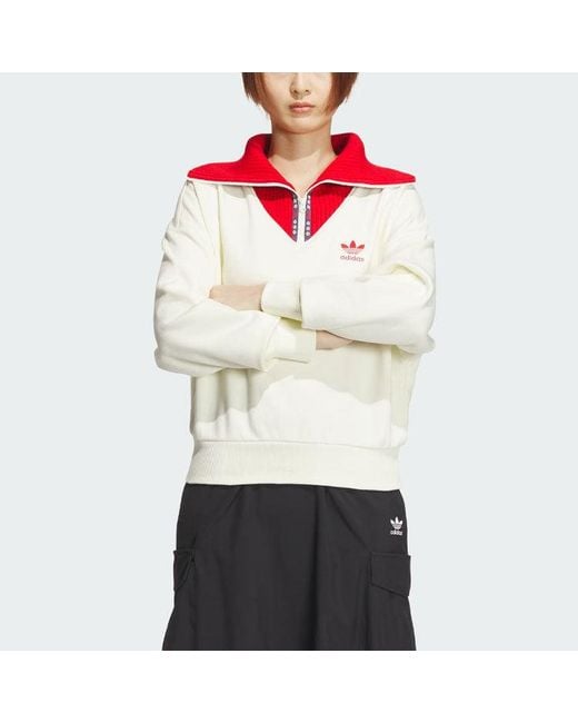 Adidas White (Wmns) Originals X Feifei Ruan Crewneck Zip Up Sweatshirt Asia Sizing