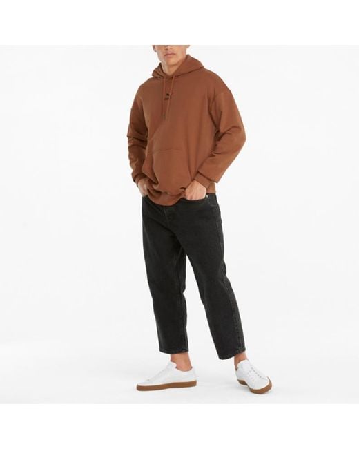PUMA Brown Classics Oversized Casual Sports Drawstring Hooded Long Sleeves Coffee for men