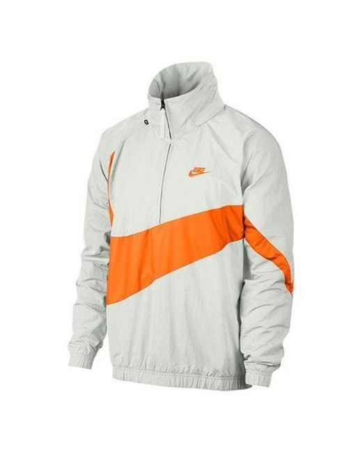 Nike Gray Big Swoosh Half Zipper Jacket for men
