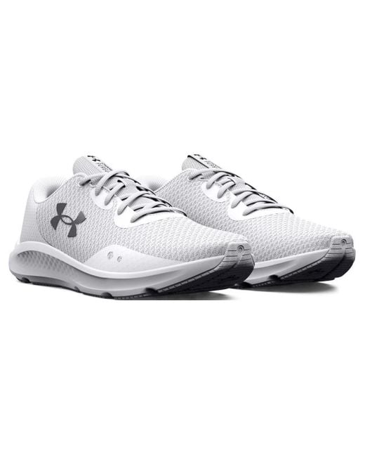 Under Armour White Charged Pursuit 3 Running Shoes Metallic for men