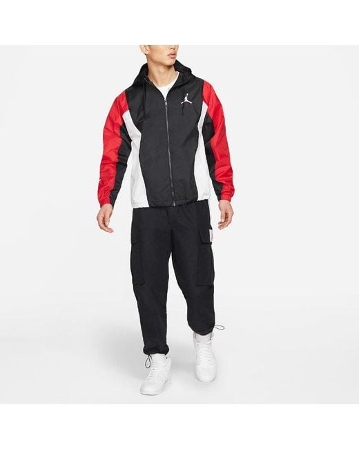 Nike Black Windproof Casual Sports Colorblock Hooded Training Logo Woven Jacket Autumn for men