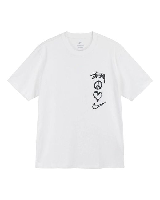 Nike White X Stussy Peace Love Swoosh T-Shirt Asia Sizing for men