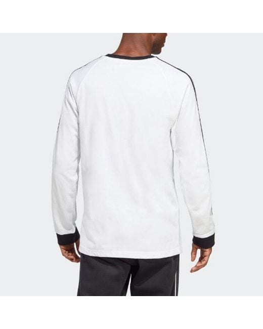 Adidas Originals White 3-stripes Long Sleeve Tee for men