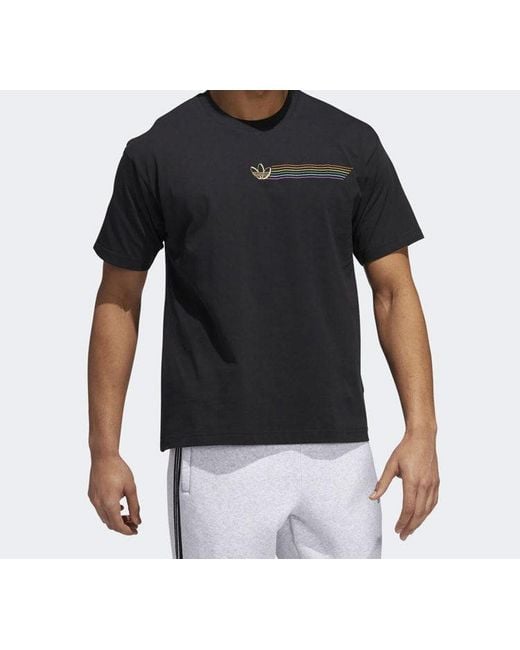 Adidas Black Originals Pride Linear Tee Multi-Color Short Sleeve for men