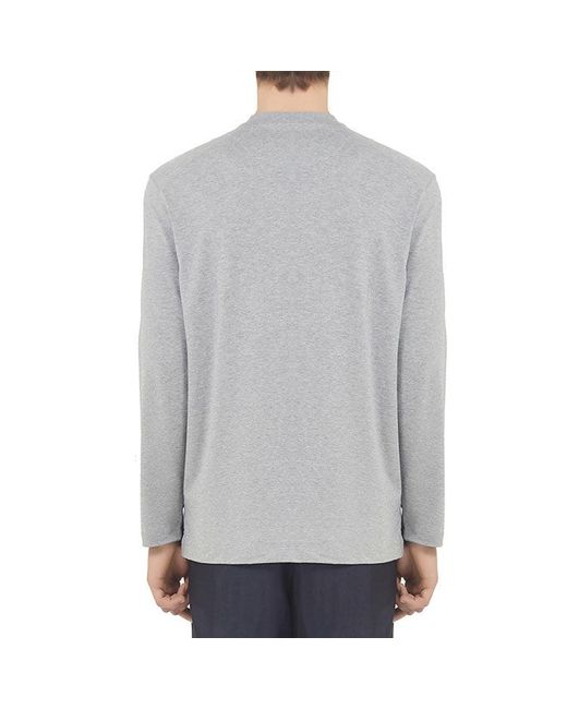 Adidas Gray Y-3 Logo Pattern Micro Mark Casual Long Sleeves Round Neck T-Shirt for men