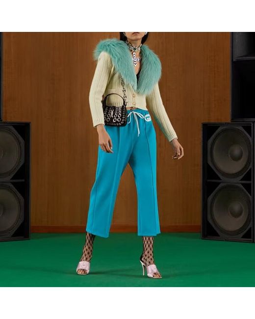 Gucci Blue Neoprene Pants With Interlocking G
