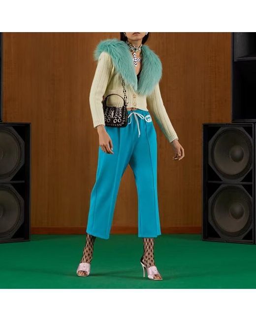 Gucci Blue (Wmns) Neoprene Pants With Interlocking G 'Light'
