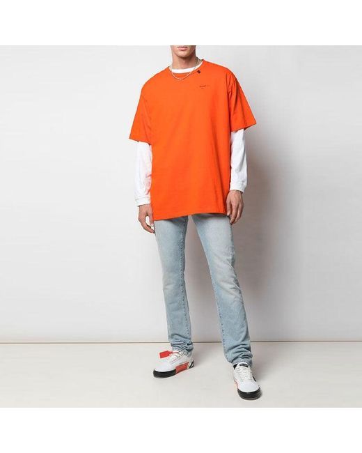 Off-White c/o Virgil Abloh Orange Abstract Arrows Embroidery Short Sleeve Oversize for men