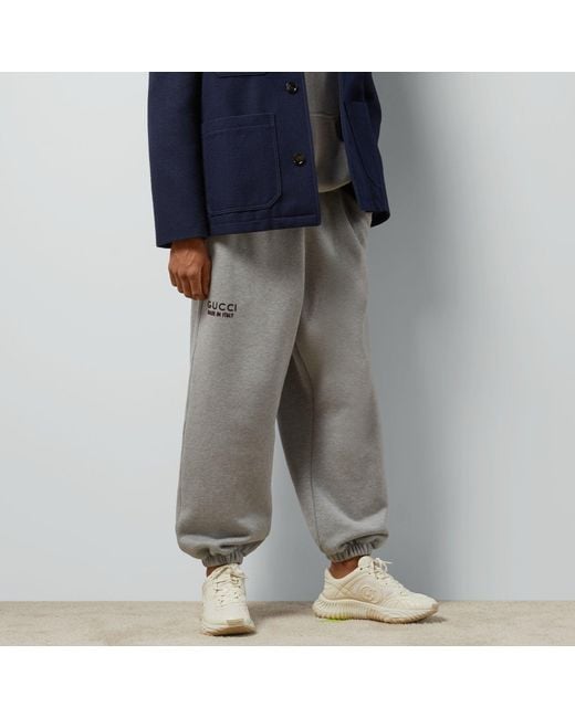 Gucci Gray Cotton Sweattrouser With Print for men