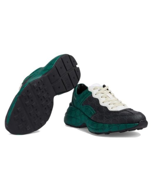 Gucci Green Gg Rhyton Supreme-Canvas Sneakers for men