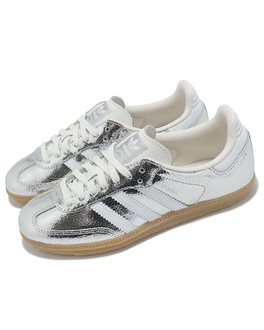 Adidas White (Wmns) Samba Og Metallic Cracked Leather'