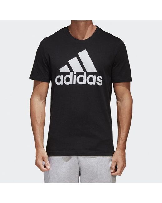Adidas Black Logo Printing Sports Round Neck Short Sleeve for men