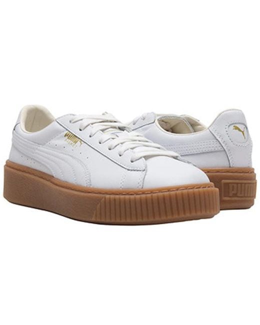PUMA White (Wmns) Basket Platform Core