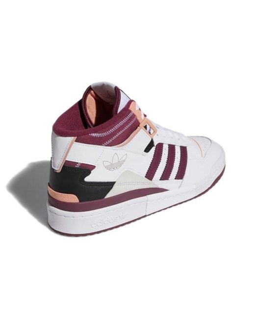 Adidas White Forum Exhibit Mid Victory Crimson' for men