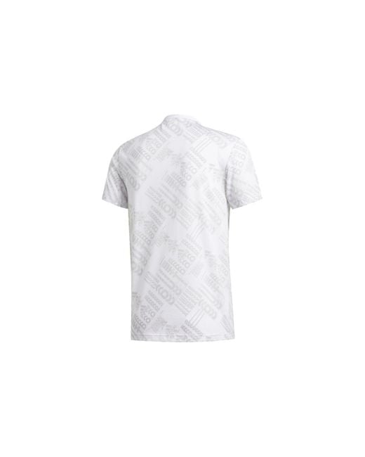 Adidas White Gfx Aop Tee Outdoor Sports Full Print Knit Short Sleeve for men