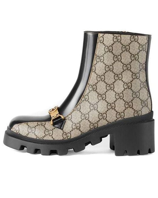 Gucci Brown (Wmns) Horesbit Interlocking G Ankle Boots Ebony'