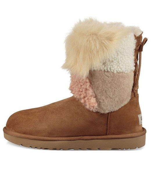 Ugg Brown Classic Short Patchwork Fluff