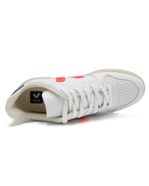 Veja White V-10 Leather Fluo Combalt'