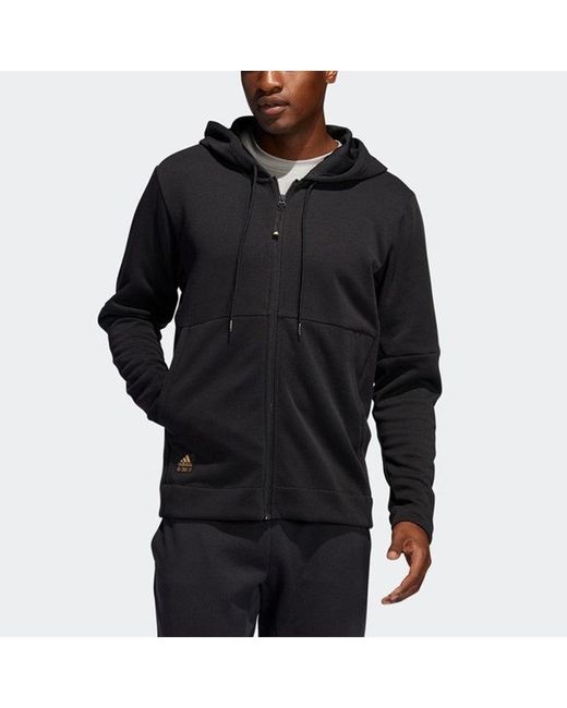 Adidas Black Athleisure Casual Sports Cardigan Hooded Jacket for men
