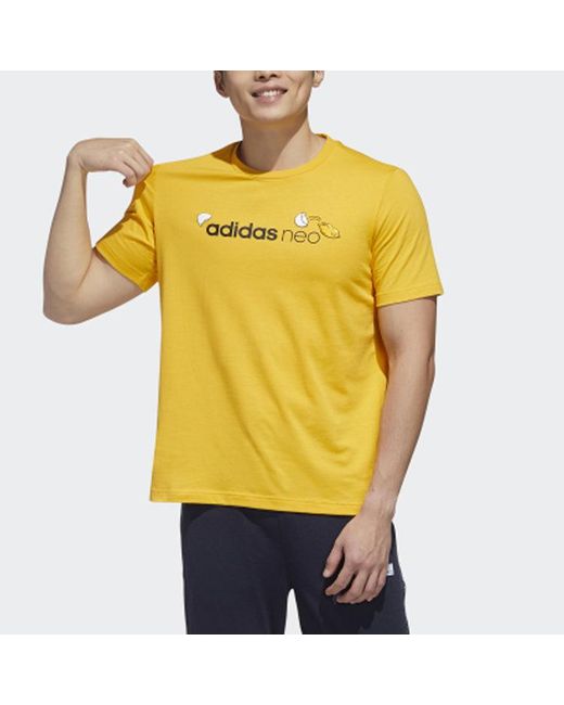 Adidas Yellow Neo Sports Short Sleeve for men