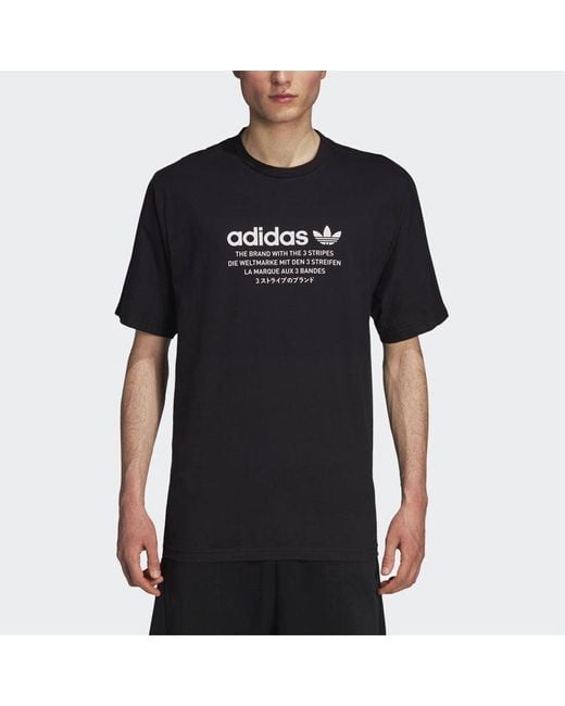 Adidas Black Originals Athleisure Casual Sports Printing Logo Alphabet Round Neck Short Sleeve for men