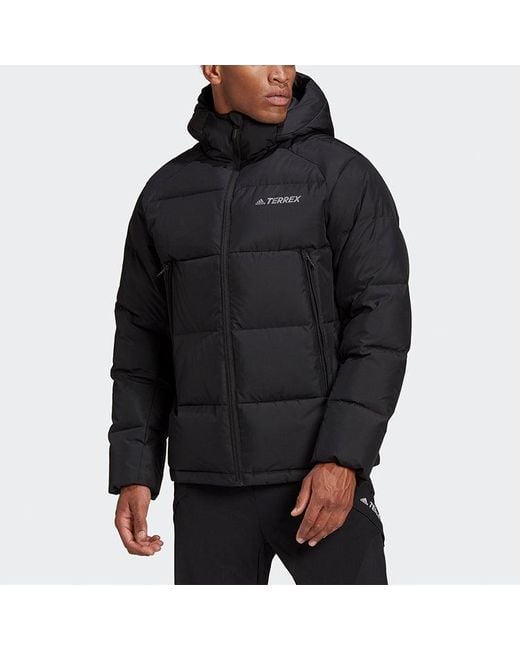 Adidas Blue Sports Windproof Stay Warm Hooded Down Jacket for men