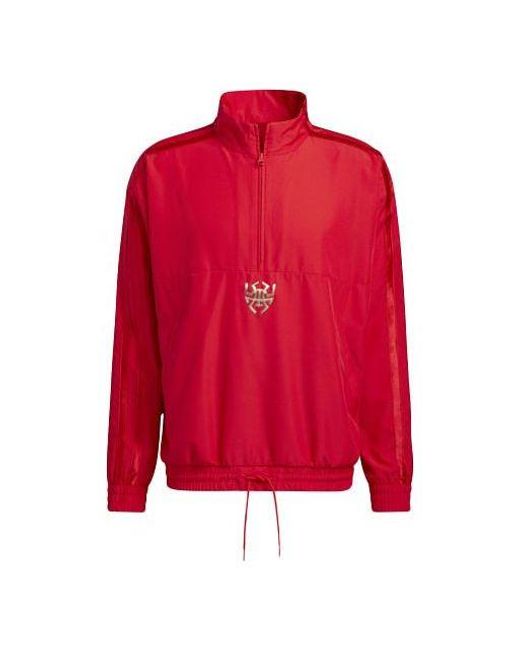 adidas Cny D Po Basketball Casual Sports Half Zipper Jacket Red for Men |  Lyst